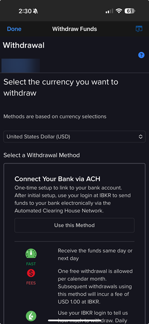 The withdrawal method on the iPhone. 